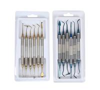 6Pcs/Kit Orthodontic Composite Resin Filling Spatula Restoration Tool Titanium Plated Head Resin Filler Set Thick Handle(Blue+Gold)