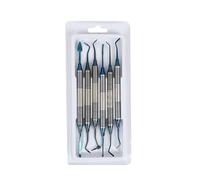 6Pcs/Kit Orthodontic Composite Resin Filling Spatula Restoration Tool Titanium Plated Head Resin Filler Set Thick Handle(Blue)