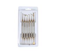 6Pcs/Kit Orthodontic Composite Resin Filling Spatula Restoration Tool Titanium Plated Head Resin Filler Set Thick Handle(Gold)