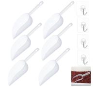 6pcs Kitchen Plastic Multi-Purpose Scoops with 4pcs Self Adhesive Hooks for Ice Cream, Flour, Sugar, Coffee Beans, Melon Seeds - Bar, Party, Wedding, Buffet