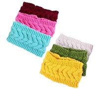 6pcs Knitted Wool Headband Knitted Headband Wide Head Wraps Head Wraps for Women Yoga Headbands for Women Crocheted Headwrap Head Warmer for Women Girl Yarn Fitness Headgear