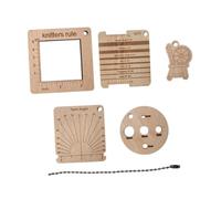 6Pcs Knitting Gauge Ruler Set Wooden Tools WPI Gauge Yarn Spinning Control Card Diz Pendant Chain Crochet Felting Accessories