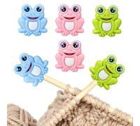 6Pcs Knitting Needle Stoppers, Cartoon Knitting Needle Point Protectors Cute Frog Silicone Needles Minder Sewing Gadgets Knit Accessories for Beginners Craft DIY Quilting