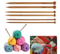 6PCS Knitting Needles, 3 Sizes Bamboo Knitting Needles Smooth and Light Wooden Single Point Needles for Sweaters for Beginners Hands DIY Handmade Wool Sweater Scarf (6/8/10mm*25cm)