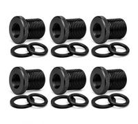 6Pcs Knurled 1/2x28 to 3/4x16 Thread Protector with Washers, Steel | Automotive Oil Filter Protector ,Metal, Rubber, Black, Cylindrical Design, Vehicle Repair Converters