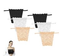 6PCS Lace Inserts for Low Cut Tops Cover Up for Dresses Adjustable Lace Cami Top with Snap Closure Soft Trim for Office, Outdoor Versatile Use