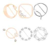 6pcs Ladies Alloy Rhinestone Shirt Tie Buckles | Six Piece Set, Shiny Finish and Smooth Surface, Delicate Workmanship, Suited to Shirts, Tees and Shawls