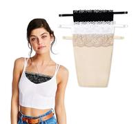 6PCS Lady Lace Clip-On Mock Camisole Bra Insert,Lace Privacy Invisible Bra Overlay Modesty Panel Vest Camisole Tops Half Bralette Neck Lace Top Bandeau Bra with Adjustable Strap for Women,One Size