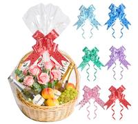 6pcs Large Cellophane Hampers Bags with Pull Bows 29.5 x 39.4 Inches Clear Cellophane Basket Gift Wrap Bags for Easter Christmas Valentine’s Day Presents Packaging and Hamper Making