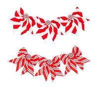 6pcs Large Christmas Wreath Bow Red White Stripe Fabric Wire-Edge