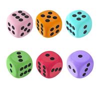 6pcs Large Dice Set, 6cm Rounded Corners Foam Dice, dice with number points, Vibrant Multi-Colour Design for Classroom Learning and Group Activities,Math Teaching, Kids Party Activities