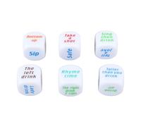 6PCS Large Drinking Dice Set Drinking Game Dice Bar Turnt Drunk Frenzy Party Rolling Decider White