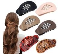 6Pcs Large Flat Hair Clips for Women Oval Claw Clips for Thick Medium Thin Hair Non Slip Strong Hold Barrettes French Hair Claw Clips for Daily Use, Weddings, Parties, Sports