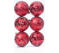 6Pcs Large Shatterproof Ornaments Set for Christmas Tree - Glitter Rich Decorations - Big Ball Ornaments - Indoor/Outdoor Holiday Party Decor, Red