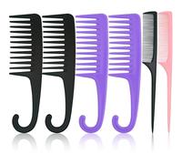 6PCS Large Wide Tooth Comb Rat Tail Comb Set, Shower Combs for Wet or Dry Hair, Premium Hair Brush Combs Detangle Curls, Detangler Comb for Detangling Wigs, Styling Curly Parting Kit for Men and Women