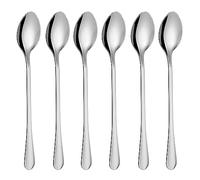 6PCS Latte Spoons Long Handle 19.5cm Silver Teaspoons for Iced Coffee/Tea, Stainless Steel Coffee Spoons for Hot/Cool Drinking, Cake & Dessert & Ice Cream Spoons