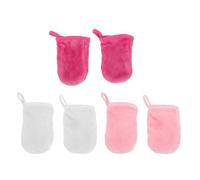 6pcs Lazy Makeup Remover Gloves Super Exfoliating Face Washing Mitts | Fine Fiber, Soft Texture, Simple Design, Pack of Six, Easy-care Wash Mitt Set