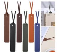 6PCS Leather Bookmark, Classic Stitched Bookmark with Leather Rope, Simple Retro Bookmarks for Men, Gentleman Bookmarks for Book Lovers, Readers, Writers, Teachers and Students (6 Colors)