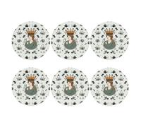 6pcs Leather Coasters for Drinks, Girl Wearing Crown Drink Coasters for Tabletop Protection, 4" Cup Coasters for Coffee Table Decor, Non-Slip Drinking Cup Mat for Hot Or Cold Drink