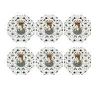 6pcs Leather Coasters for Drinks, Girl Wearing Crown Drink Coasters for Tabletop Protection, 4" Cup Coasters for Coffee Table Decor, Non-Slip Drinking Cup Mat for Hot Or Cold Drink