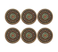 6pcs Leather Coasters for Drinks, Mandala Drink Coasters for Tabletop Protection, 4" Cup Coasters for Coffee Table Decor, Non-Slip Drinking Cup Mat for Hot Or Cold Drink