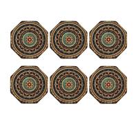 6pcs Leather Coasters for Drinks, Mandala Drink Coasters for Tabletop Protection, 4" Cup Coasters for Coffee Table Decor, Non-Slip Drinking Cup Mat for Hot Or Cold Drink