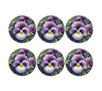 6pcs Leather Coasters for Drinks, Pansy Perfection Drink Coasters for Tabletop Protection, 4" Cup Coasters for Coffee Table Decor, Non-Slip Drinking Cup Mat for Hot Or Cold Drink