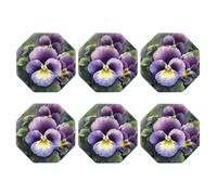 6pcs Leather Coasters for Drinks, Pansy Perfection Drink Coasters for Tabletop Protection, 4" Cup Coasters for Coffee Table Decor, Non-Slip Drinking Cup Mat for Hot Or Cold Drink