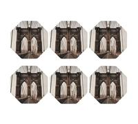 6pcs Leather Coasters for Drinks, Photo of Brooklyn Bridge Drink Coasters for Tabletop Protection, 4" Cup Coasters for Coffee Table Decor, Non-Slip Drinking Cup Mat for Hot Or Cold Drink