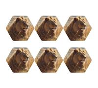 6pcs Leather Coasters for Drinks, Prairie Lion Drink Coasters for Tabletop Protection, 4" Cup Coasters for Coffee Table Decor, Non-Slip Drinking Cup Mat for Hot Or Cold Drink