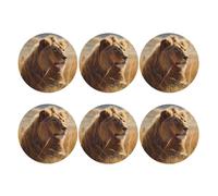 6pcs Leather Coasters for Drinks, Prairie Lion Drink Coasters for Tabletop Protection, 4" Cup Coasters for Coffee Table Decor, Non-Slip Drinking Cup Mat for Hot Or Cold Drink