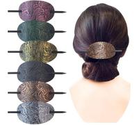 6pcs Leather Hair Barrettes with Stick Vintage Celtic Hairpins Ponytail Hair Accessories for Girls and Women Daily Use