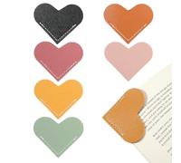 6Pcs Leather Heart Bookmarks, Leather Cute Bookmarks, Book Marks for Reading Women for Reading Lovers School Office Home Supplies