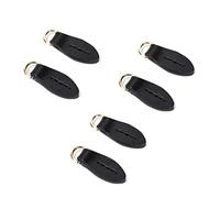 6Pcs Leather Zipper Pull Leaf-Shaped Tag with Gold Ring for Repairing Replacement Zipper Head, Boots, Clothes, Bags，Jacket (Khaki)