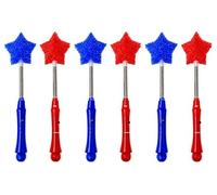 6Pcs LED Heart, Star & Flower Magic Wand for Kids, Light Up Fairy Princess Wand with Flashing LED Lights, Colorful Party Favor Toys for Girls Boys, Pretend Play Cosplay Birthday Gift, 30 cm (Star)