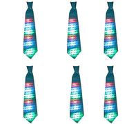 6PCS LED Sequin Necktie Electric Bright Light Up Men's Bow Ties Women Kids Flashing Bowties Glow Party Rave Festival School, Turquoise Tie 6 Pieces, One Size