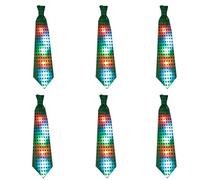 6PCS LED Sequin Necktie Electric Bright Light Up Men's Bow Ties Women Kids Flashing Bowties Glow Party Rave Festival School, Green Tie 6 Pieces, One Size