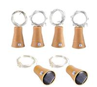 6pcs Led Solar Cork Wine Bottle Fairy Light with 1M Copper Wire Shape Bar lamp for Bottle, Party, Wedding, Festival and Halloween (Cool White)