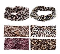 6pcs Leopard Print Workout Headbands for Women Knotted Pleuche