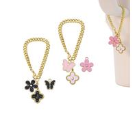 6Pcs Letter Charm Accessories for Stanley Cup 30&40 oz Tumbler with Handle, Four Leaf Clover Name ID Initial Personalized Letter Charms with Flower & Butterfly Pendant, Stanley Cup Accessories Chain