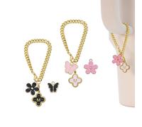 6Pcs Letter Charm Accessories for Stanley Cup 30&40 oz Tumbler with Handle, Four Leaf Clover Name ID Initial Personalized Letter Charms with Flower & Butterfly Pendant, Stanley Cup Accessories Chain