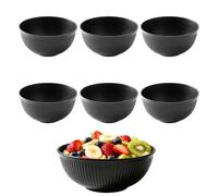 6Pcs Lightweight Plastic Bowls, Wheat Straw Fiber Reusable Bowls for Salad, Soup, Ramen and Oatmeal, Ideal for Home, Camping, Parties and Outdoor (Black)