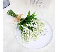 6Pcs Lily of the Valley Artificial Flowers, Artificial Flowers Vivid Plastic Lily Flowers Bouquet Bright Silk Flower Bouquet Artificial White Flowers for Home Garden Party Wedding Decoration (A)