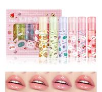 6pcs Lip Gloss Set, Fruit Flavored Moisturizing Lip Balm Lip Oil Set, Lip Plumper Extreme Roll on Lip Oil, Lipstick for Lips Moisturized and Plumper