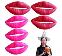 6Pcs Lips, Sausage Mouth Halloween Toys, Vinyl Lip Props with String Funny Joking Big Sausage Lips Cosplay Accessories for Halloween Party