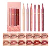 6PCS Liquid Lipstick & Lip Liner Set, 2-in-1 Nude Matte Shades Lip Liner Pencil For Sculpting & Filling, Long-lasting Intense Colour, Non-Stick, Women's Make-up Set (#A)