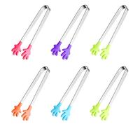 6PCS Little Tongs, Hand Shape Silicone Mini Tongs, 5Inch Tiny Tongs for Sugar Cubes, Serving Food, Colorful Food Tongs Perfect for Kids by Hovesty
