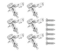 6Pcs Locking Guitar String Tuning Peg, Electric Sealed Tuner Head Key Set Kit, Premium Alloy Metal Machine Head with Screws, for Acoustic and Electric Guitars, Silver (Set of six right buttons)