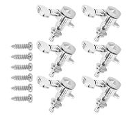 6Pcs Locking Guitar String Tuning Pegs, Metal Electric Sealed Tuner Heads, Easy Installation Kit with Screws, Silver, for Acoustic and Electric Guitars (Set of six left buttons)