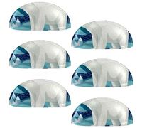 6PCS Lonely Polar Bear-1945 Shell Cup Handles Drawer Pull Handles Knobs Semicircle Cup Handle with Screws for Kitchen Furniture Cabinet Wardrobe Cupboard